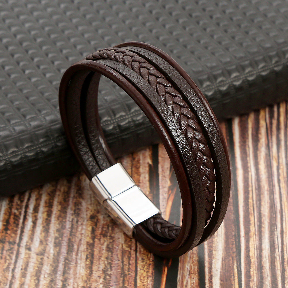 Men's Retro Hand Weaving Advanced Stainless Steel Magnetic Bracelets