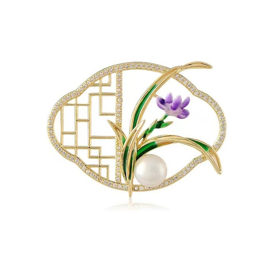 Golden Pearl Corsage Wheat Brooch Female High-grade Brooches
