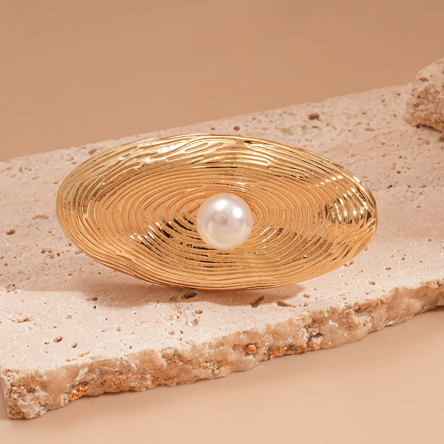 Rose Flower Love Pearl Light Luxury High Sense Ring