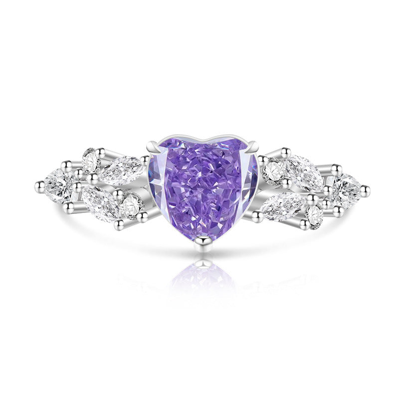 Love Heart-shaped Super Flash High Carbon Diamond Fashion Rings