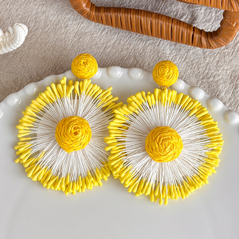 Vacation Style Yellow Series French Retro Graphy Earrings