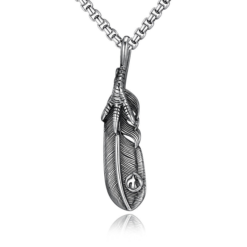Promotional Feather Eagle Hand-held Stainless Steel Titanium Vintage Clavicle Necklace