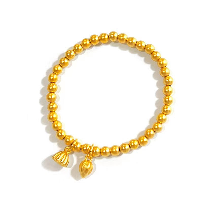 Women's Placer Gold Electroplated Real Lotus Simple Elegant Live Broadcast Bracelets