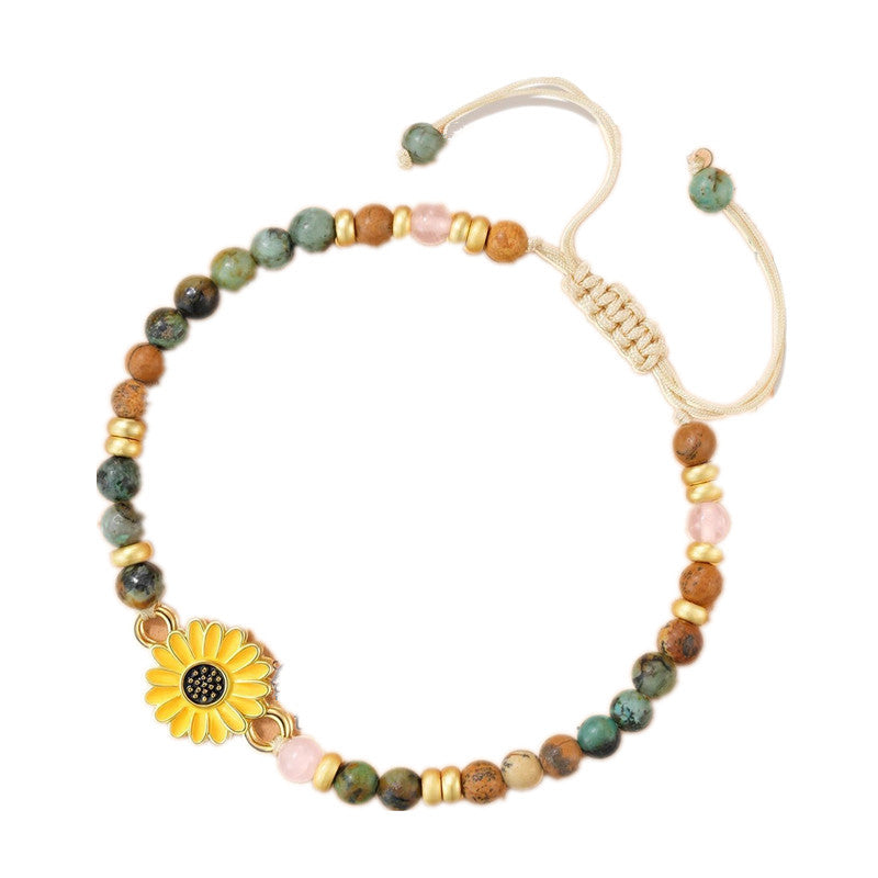 Stone Flower Woven Flat Knot Pastoral Style Gift Drawing African Bracelet