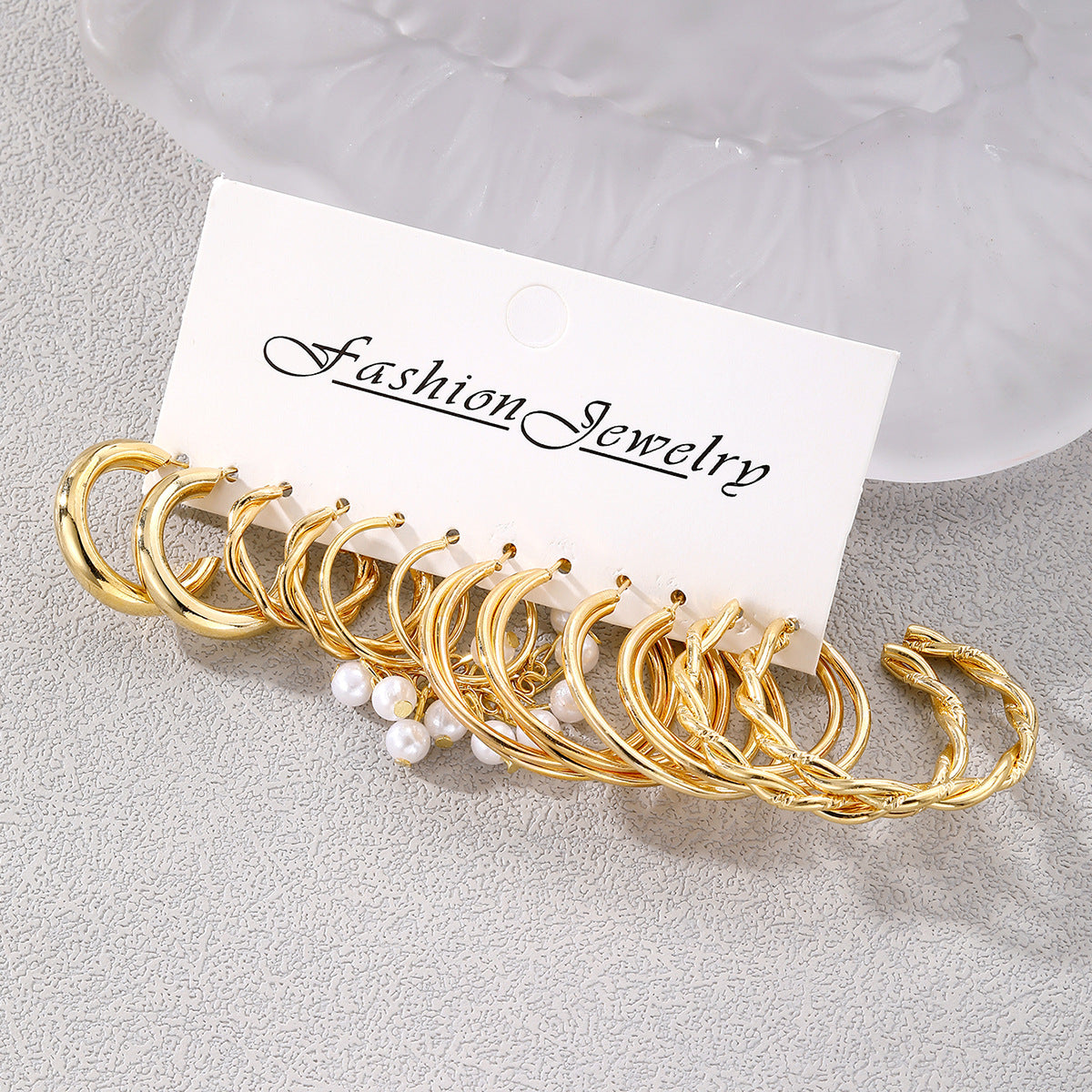 Metal Twist Large Plain Round Ear Pin Pearl Simple Pairs Rings