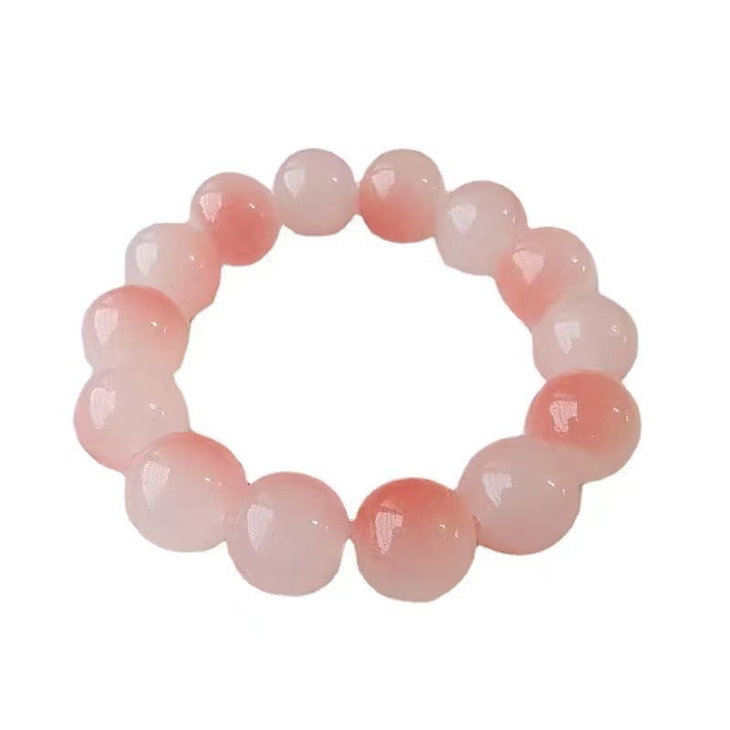 Jade Glass Pliable Temperament Gradient Pink Version Hand Toy Buddha Bracelet