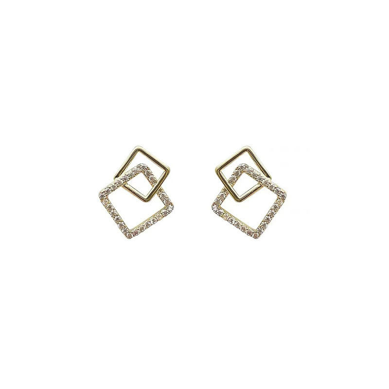 Women's Sier Needle Geometric For Personalized Simple Elegant Square Stud Earrings