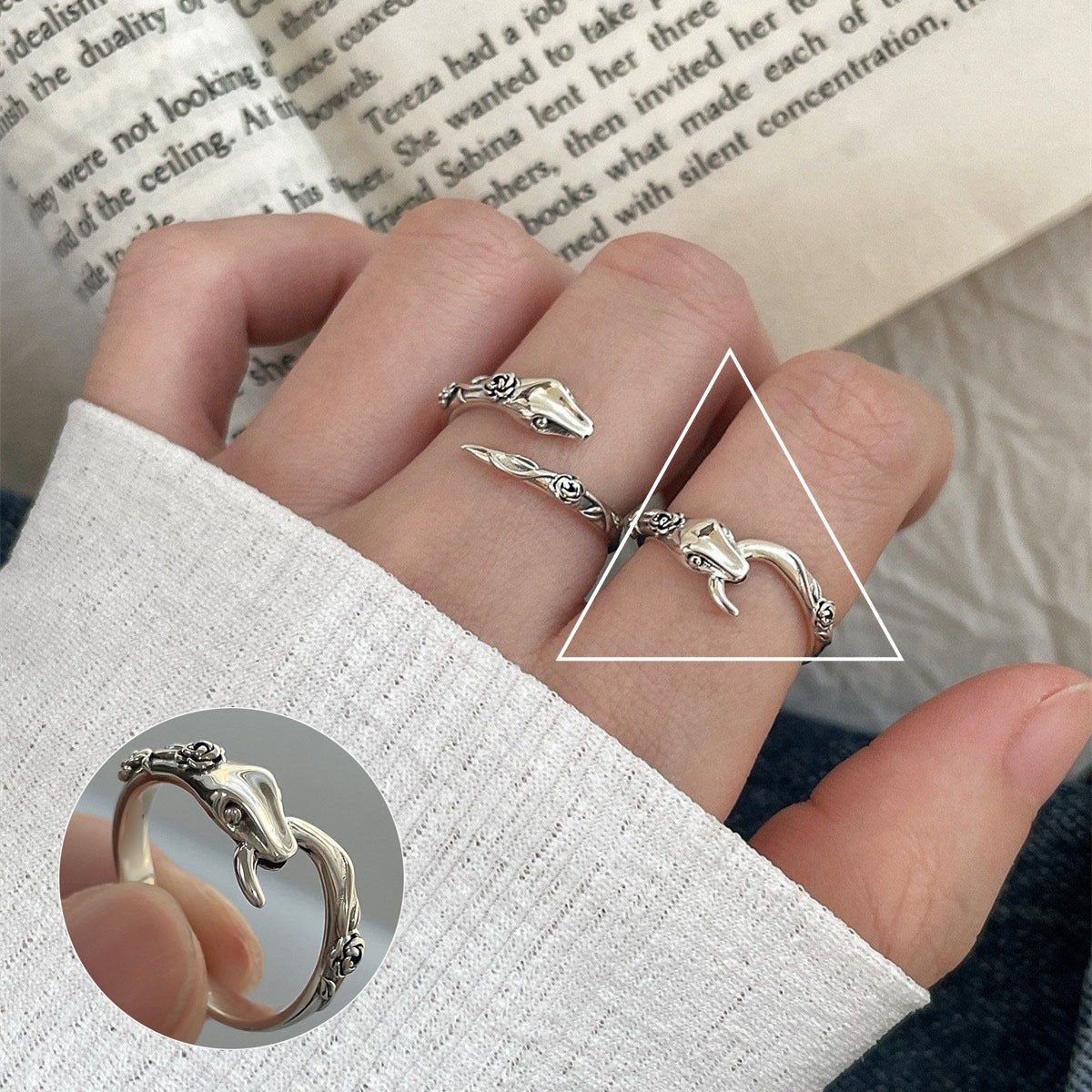 Roman Numeral Female Retro Fashion Chain Open Hip Hop Ring