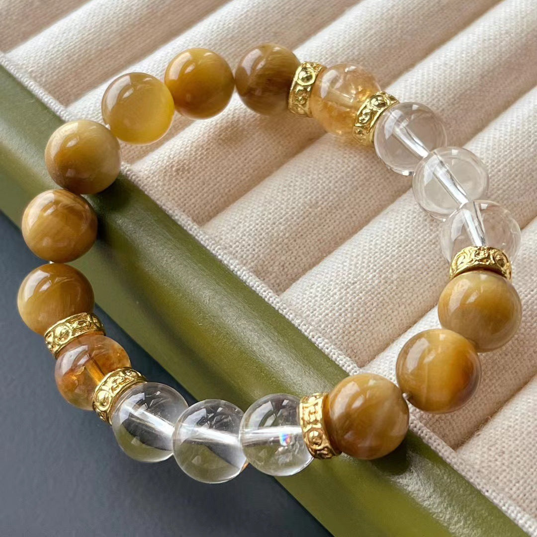 Retro National Style Natural Citrine Tigereye Bracelets