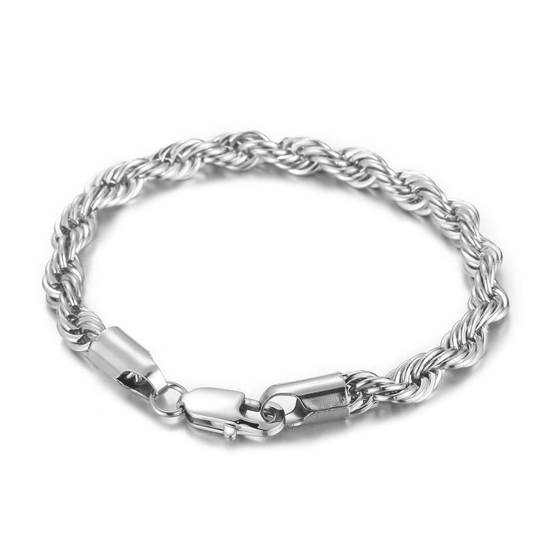 Steel Ornament Spiral Hemp Rope Hip Hop Bracelets