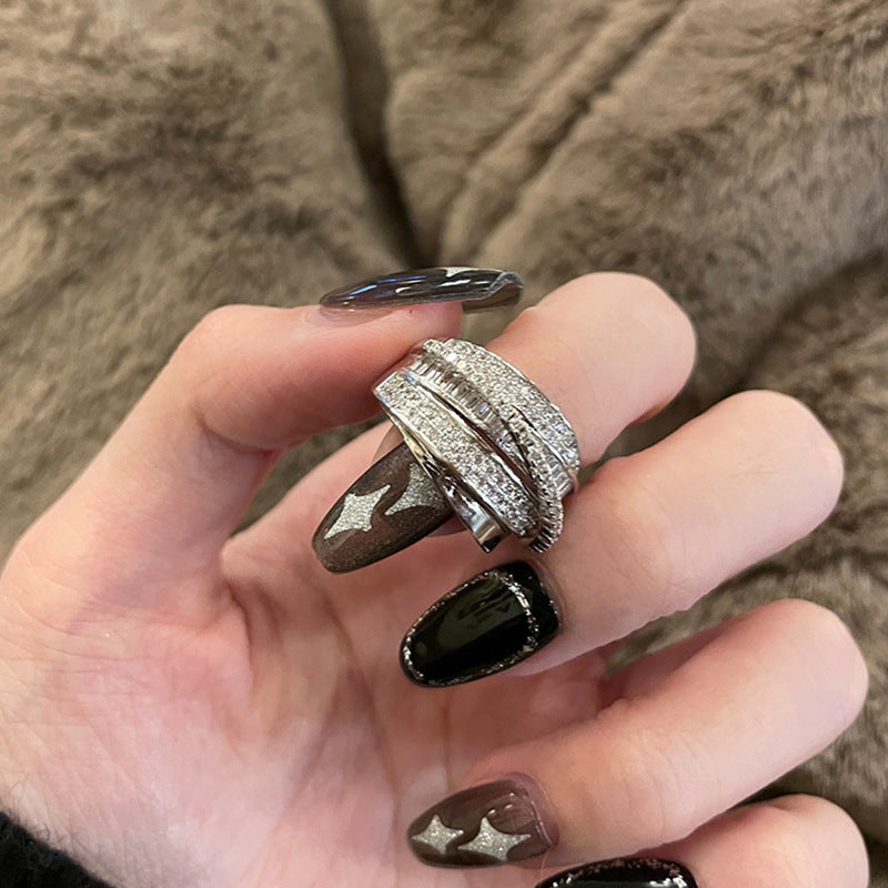 Fashion Copper Inlaid Zircon Cord For Braiding Female Niche Ring