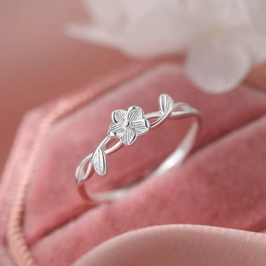 Sier Star Moon Design Simple Opening Ring