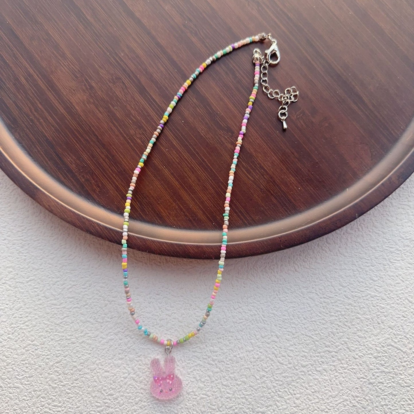 Beaded For Cartoon Cute Bowknot Clavicle Chain Necklace