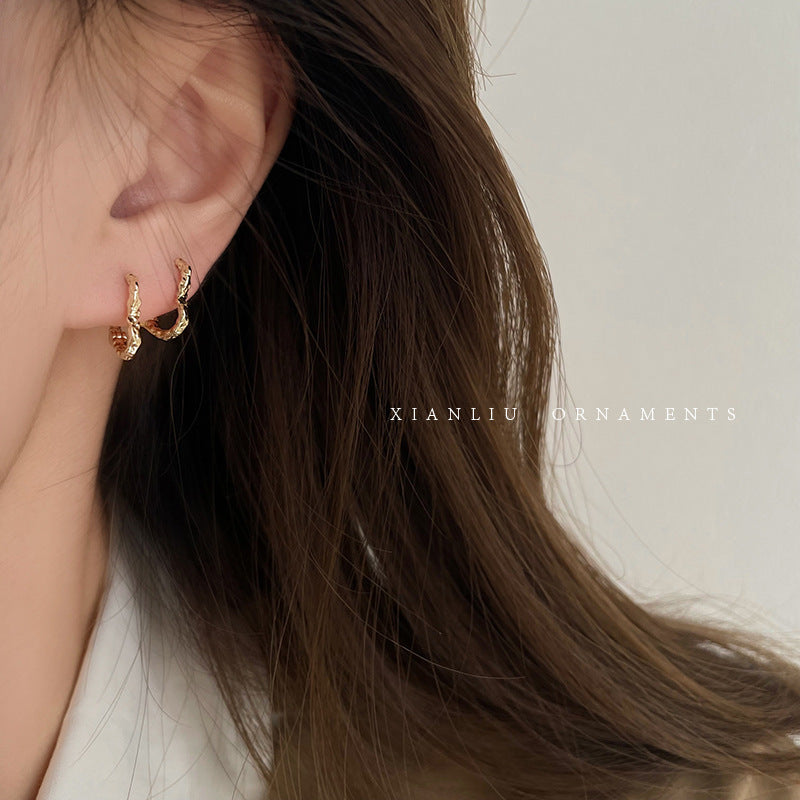 Clip Pleated Heart Female Graceful Personality Ear Buckle