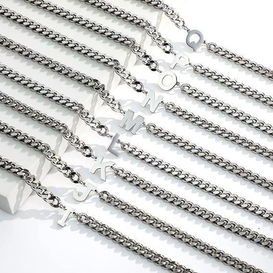 Men's Steel Cuban Link Chain English Letter Necklaces