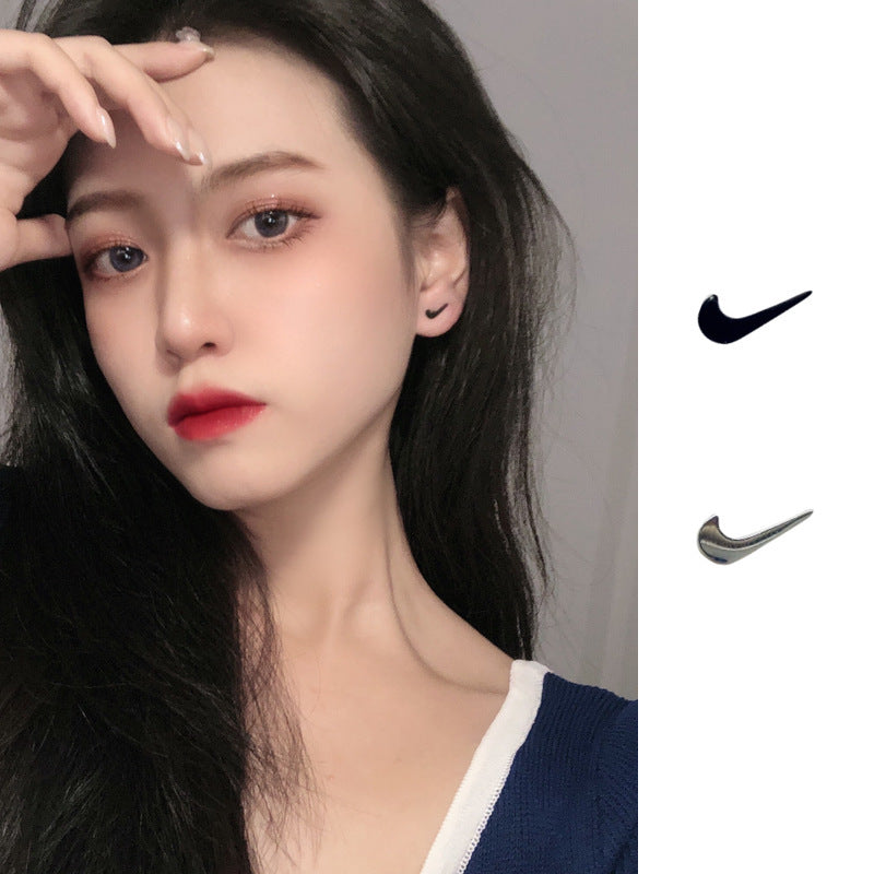 Women's & Men's Sports Casual Hook Hip Hop Victory Dark Fitness Personality Hipster Stud Earrings