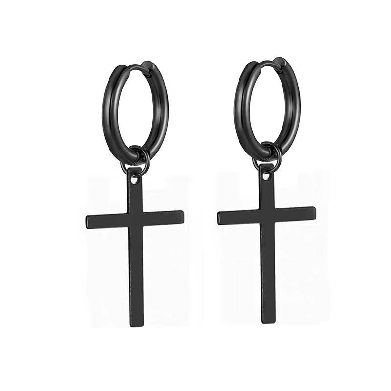 Women's & Men's Stainless Steel Clip Trendy Cross Quantity Earrings