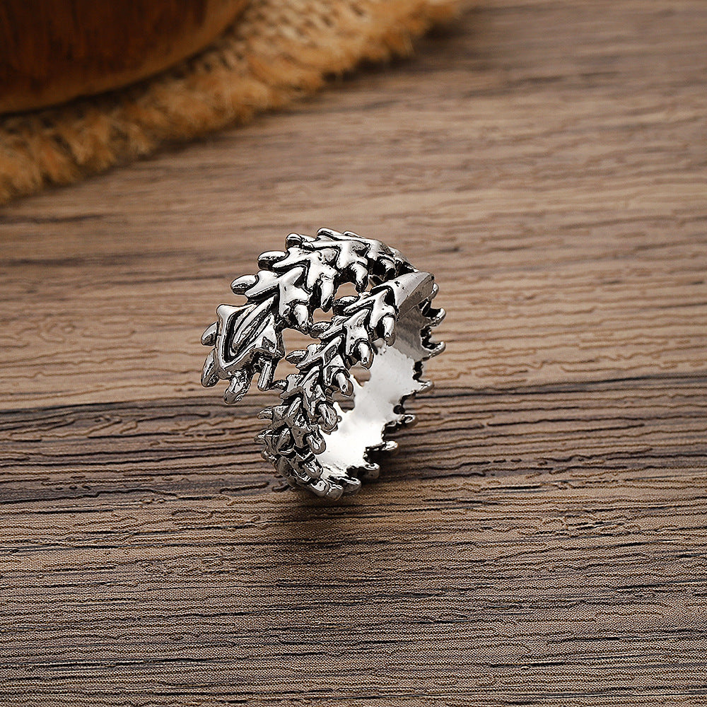 Alloy Retro Geometric Backbone Opening Adjustable Ring