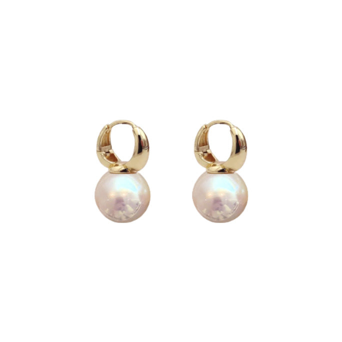 French Style Mermaid Pearl Design High-grade Geometric Ear Buckle