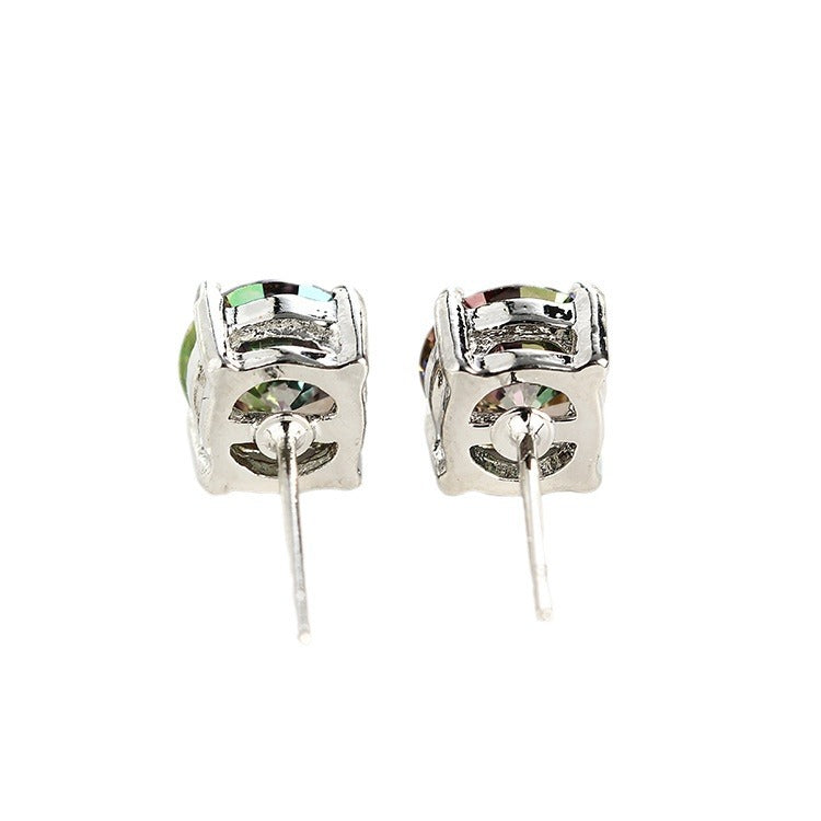 Slouchy Small Zircon Colorful Korean Fashion Stud Earrings