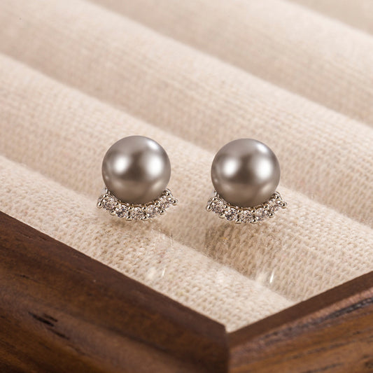 Exquisite Micro Inlaid Zircon Pearl Temperament Earrings
