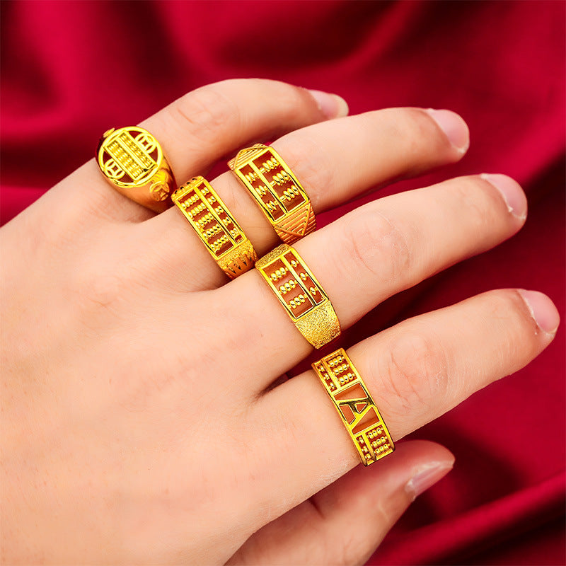 Women's Abacus Opening Vietnam Placer Gold Ring