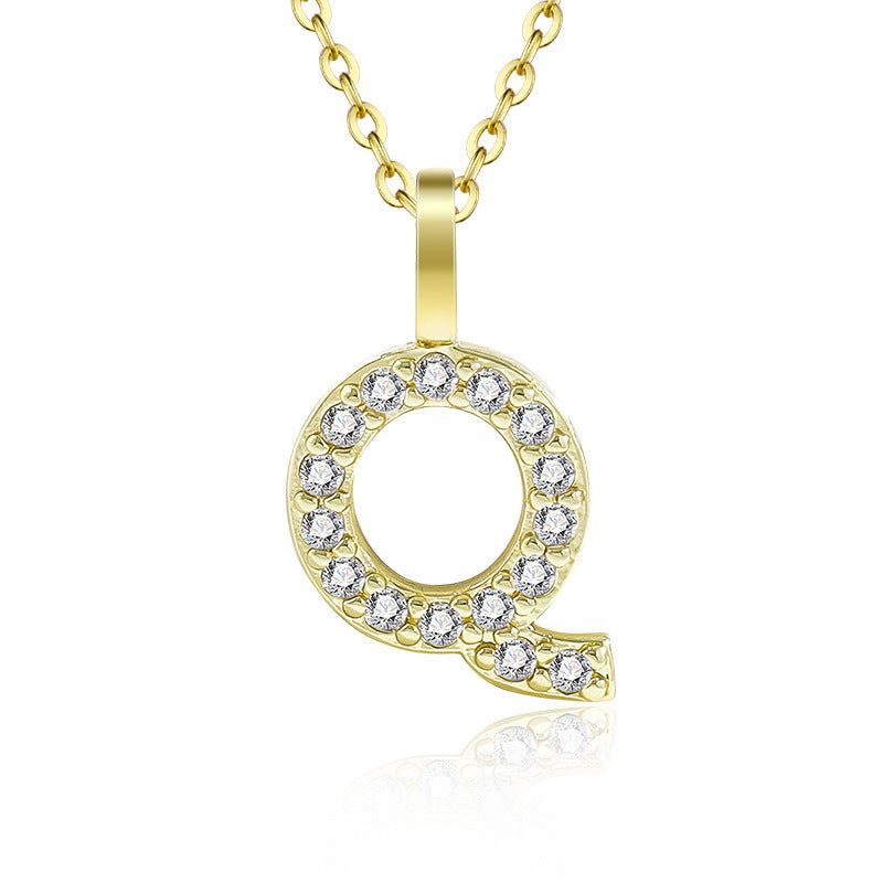 Diamond Inlaid Zircon English Letter Female Pendants