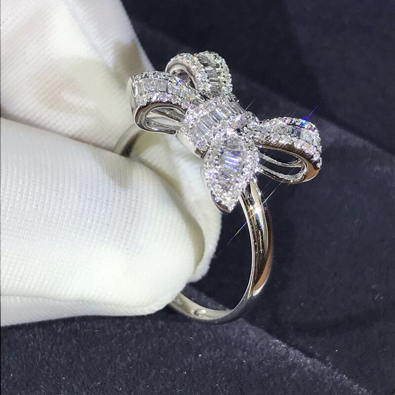 Ladder Square Diamond Beautiful Luxury Simulation Temperament Female Ring