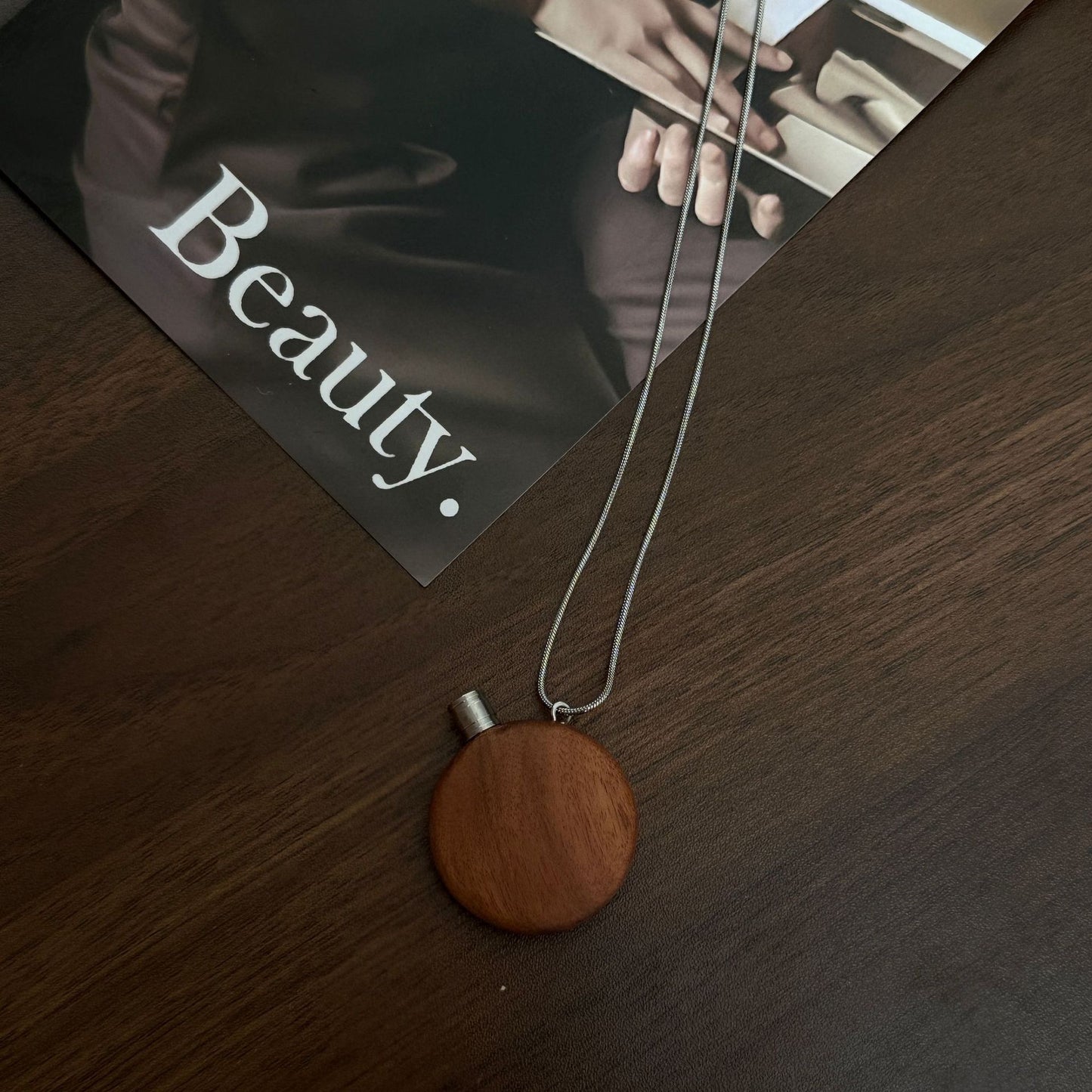 Women's Design Round Ebony Kettle For Retro Long Titanium Necklace