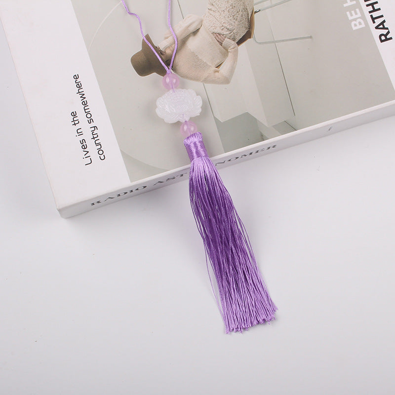 Jade Lotus Tassel Fringe Kunlun Fan Cheongsam Jewelry Accessories