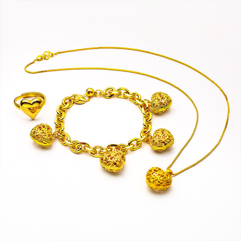 Vietnam Placer Gold Heart Hollow Out Bracelets