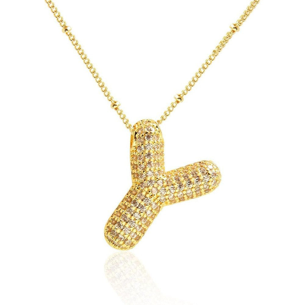 Women's Inlaid Zircon Full Diamond Bubble Letter Pendants