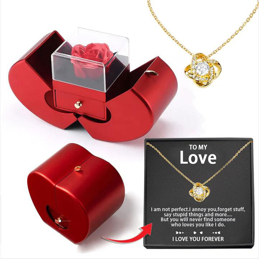 Box High-grade Four-leaf Clover Female Apple Necklace