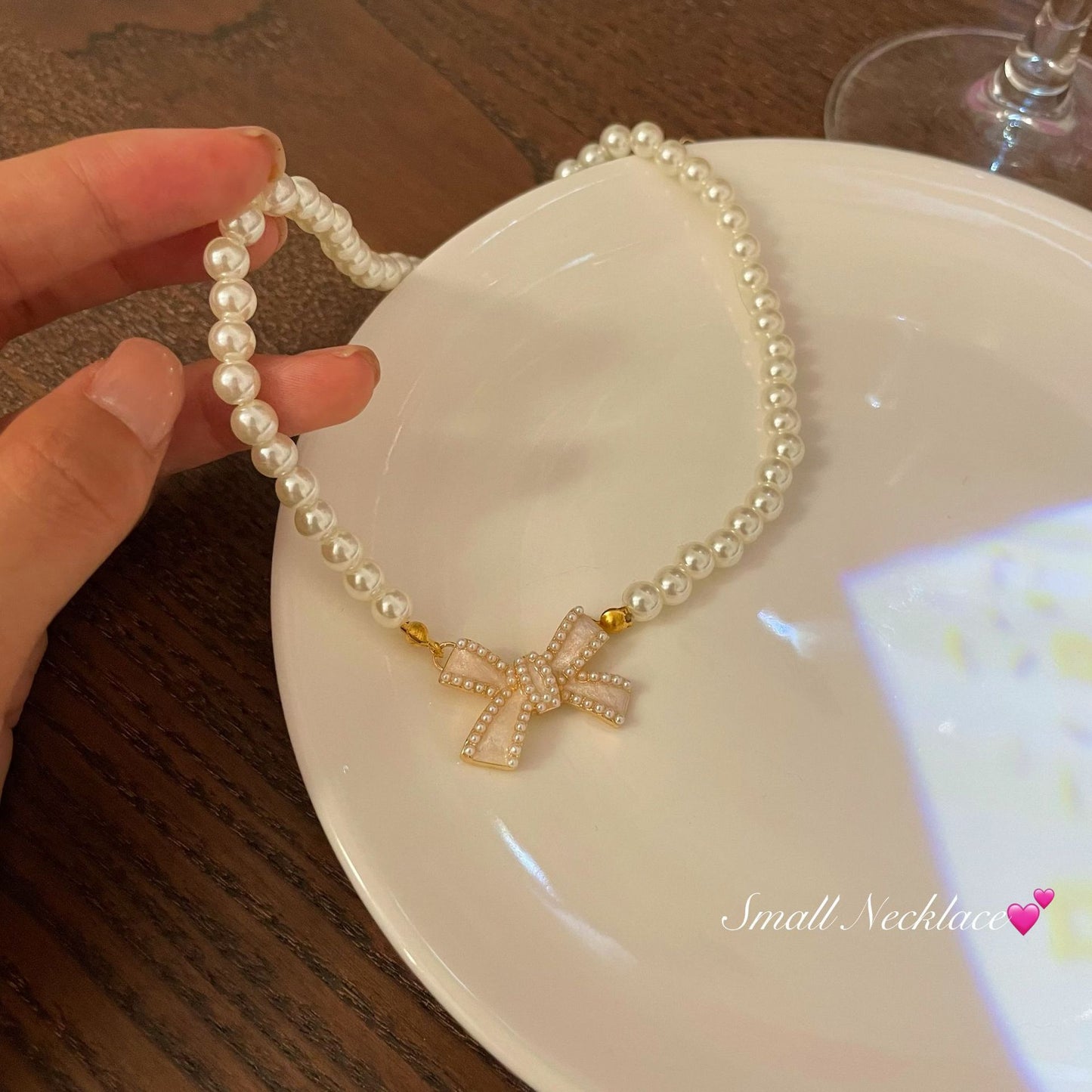 Imitation Pearl Bow Female Clavicle Chain Necklaces