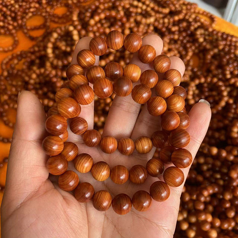Black Oil High Density Wooden Prayer Beads Gentiana Pattern Bracelet