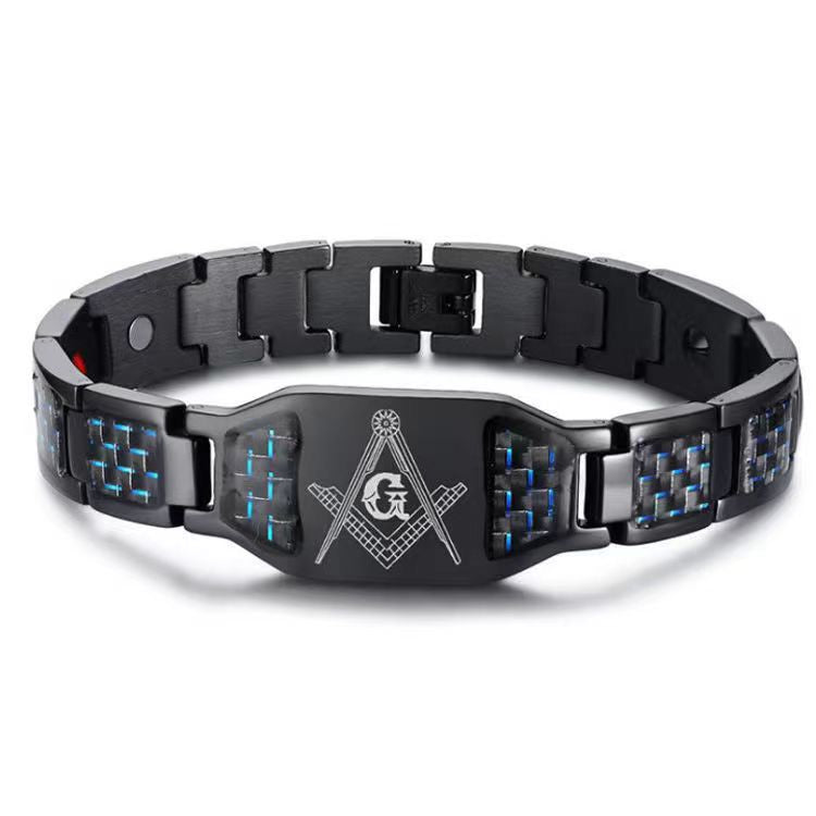 Men's Titanium Steel Gold-plated Carbon Fiber Magnet Bracelets