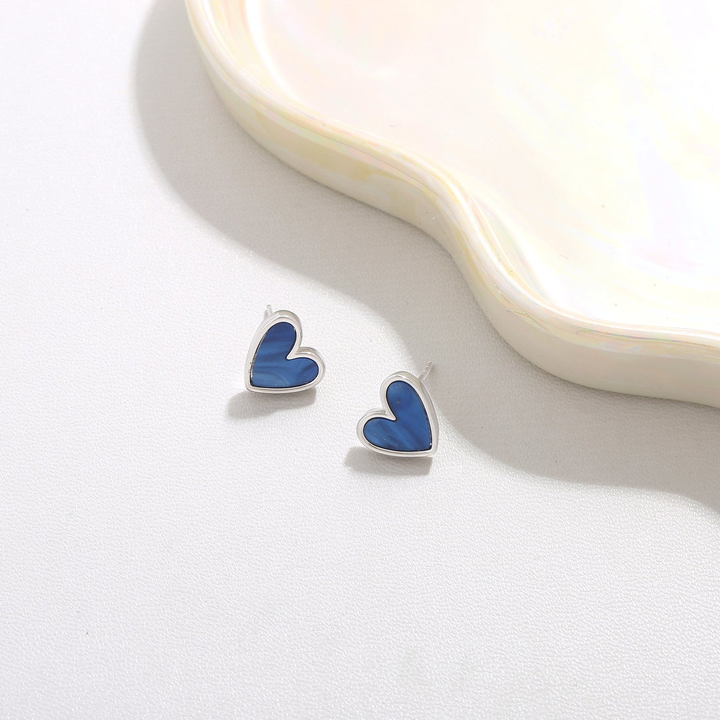 Klein Blue Love Heart Sterling Sier Earrings