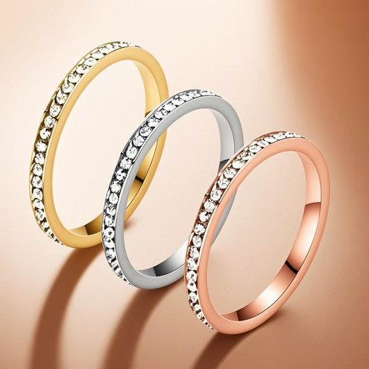 Stainless Steel Female Niche Wide Diamond Cold Titanium Rings