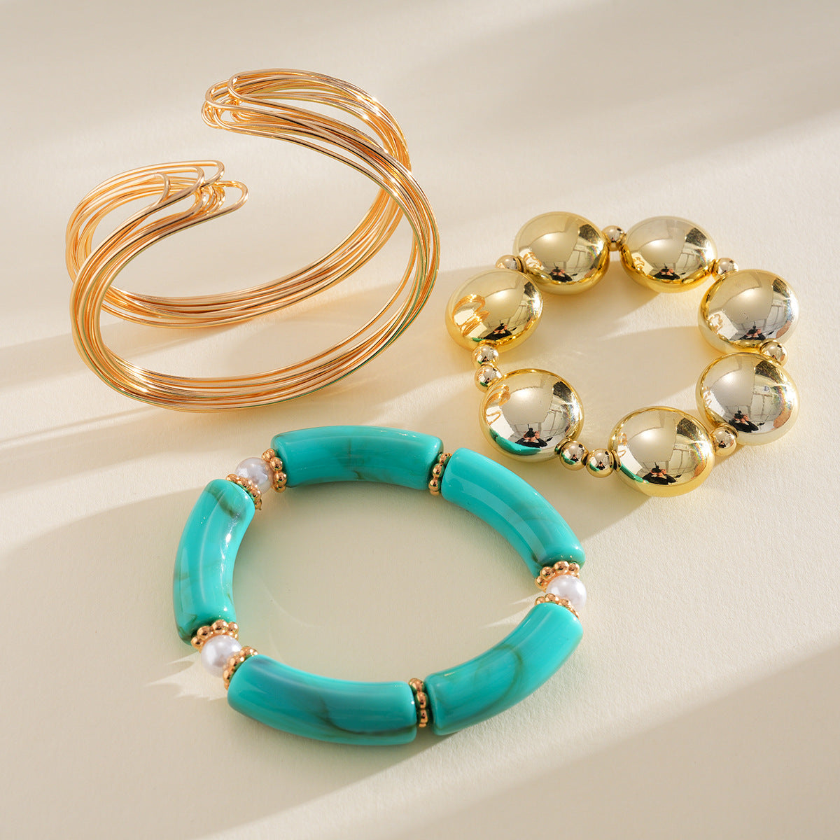 Acrylic Beaded Pearl Vintage Ethnic Style Affordable Bracelets