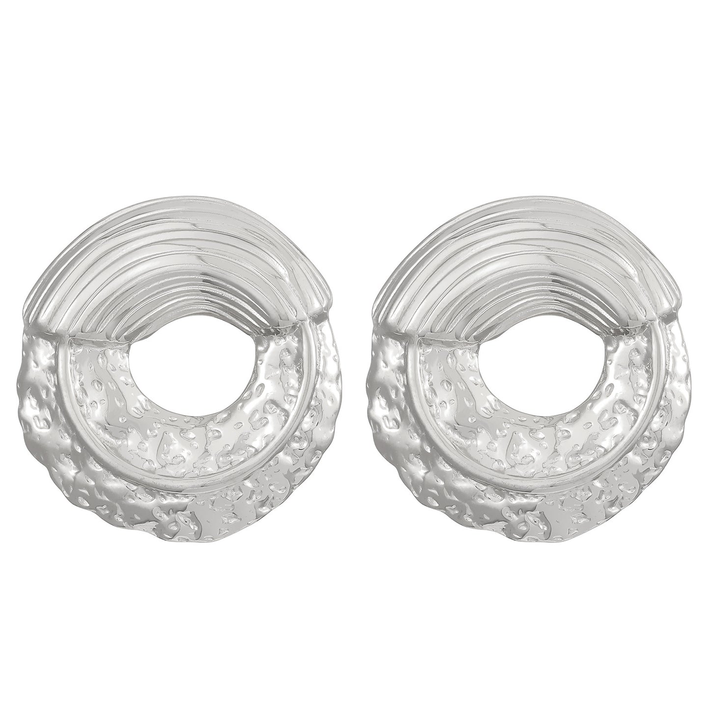 Retro Stainless Steel Round Pleated Pattern Vein Gold Earrings