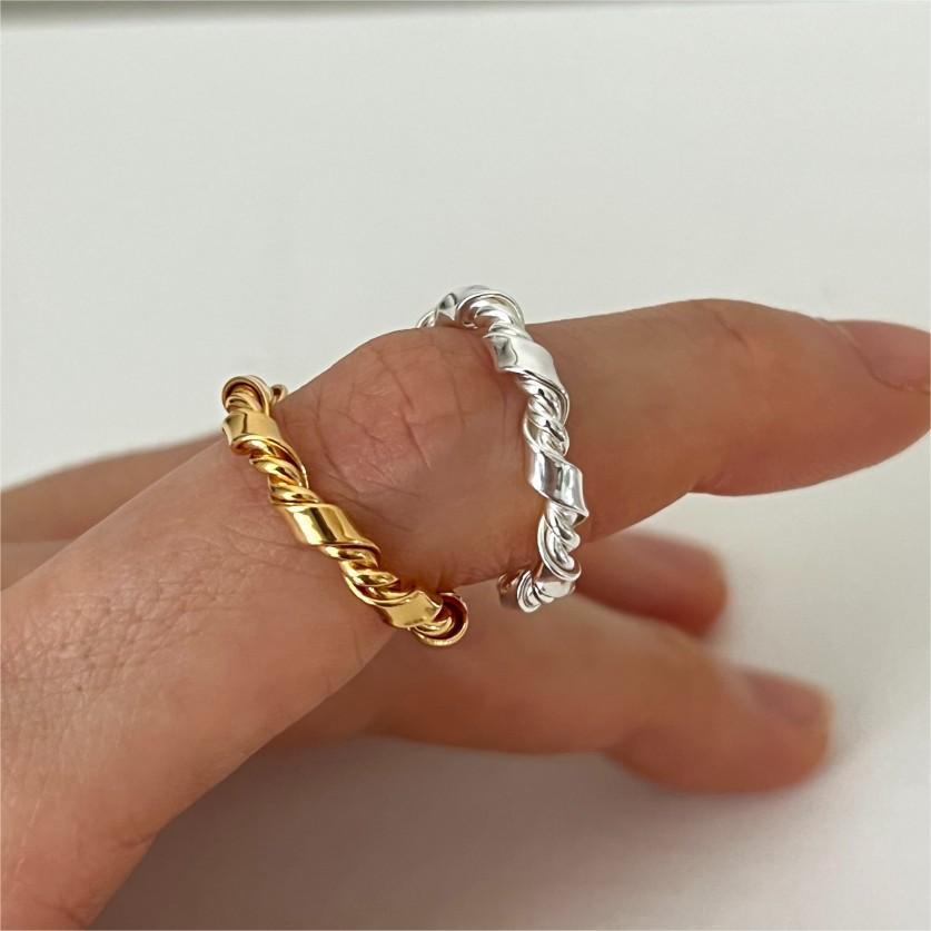 Women's French Style Sterling Sier Handmade Knotted Rings