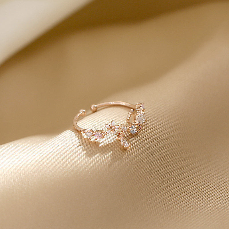 Of Butterfly Flower Female Korean Style Ring