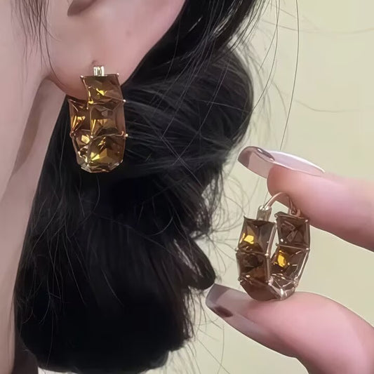 Women's Light Luxury Coffee Color Zircon Versatile Fashionable High-grade Rings