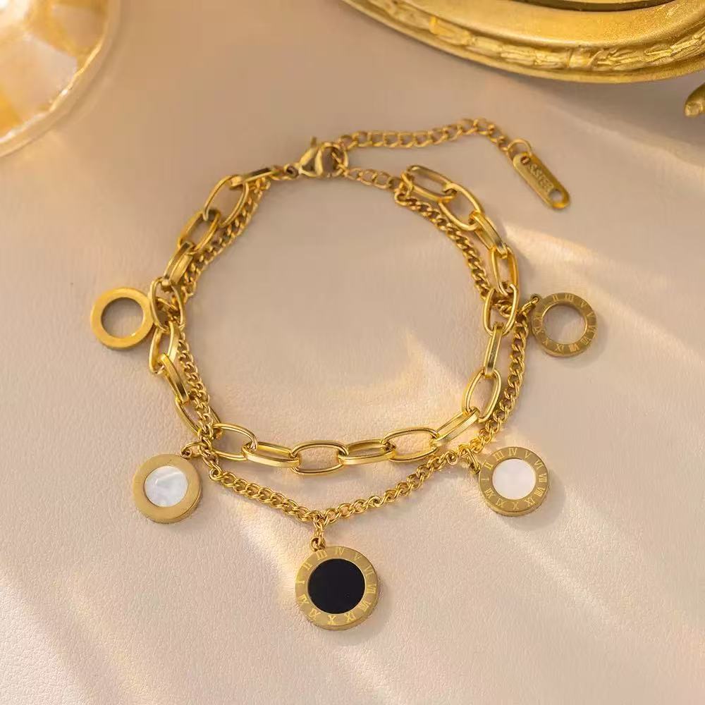 Roman Letters Stainless Steel Female Style Bracelets