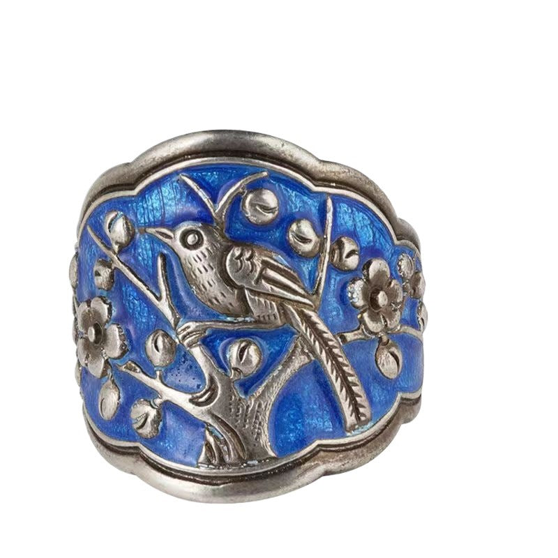 Magpie Wide Open Adjustable Female National Fashion Ethnic Epoxy Rings
