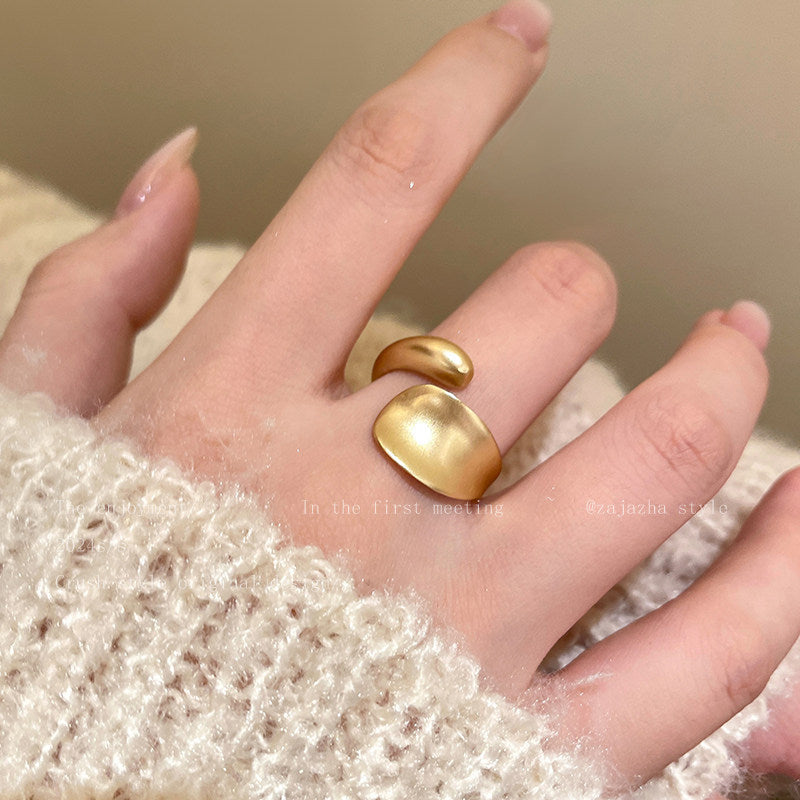 Women's Irregular Gold Matte Niche Design Index Finger Light Luxury High-grade Rings