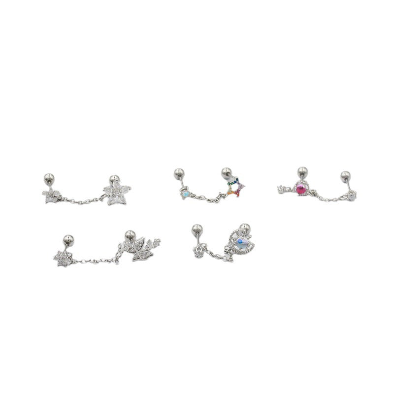 Korean Popular Diamond Elegant Threads Personality Five-pointed Star Butterfly Bone Ear Line