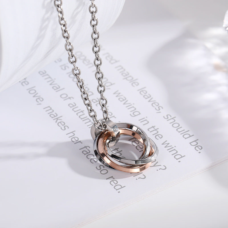 Women's & Men's Hop Titanium Steel Sweater Chain Three Niche Stainless Necklace