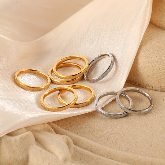 Design Simple Frosted Female Fashion Personality Gold-plated Rings