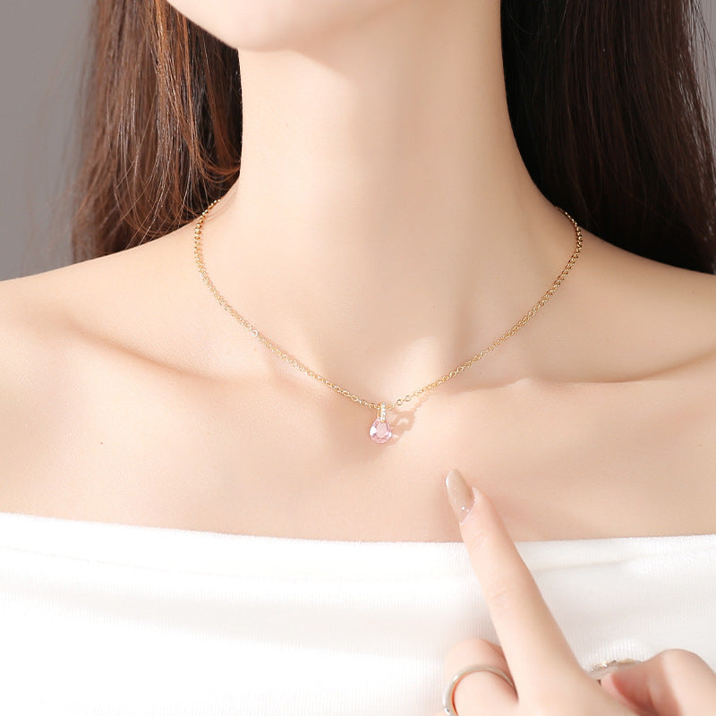 Women's Zircon Water Drops Simple Temperament Clavicle Chain Trendy Necklace